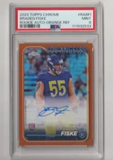 2024 Topps Chrome Braden Fiske Rookie Autograph Orange #06/25 SSP PSA 9 Mint