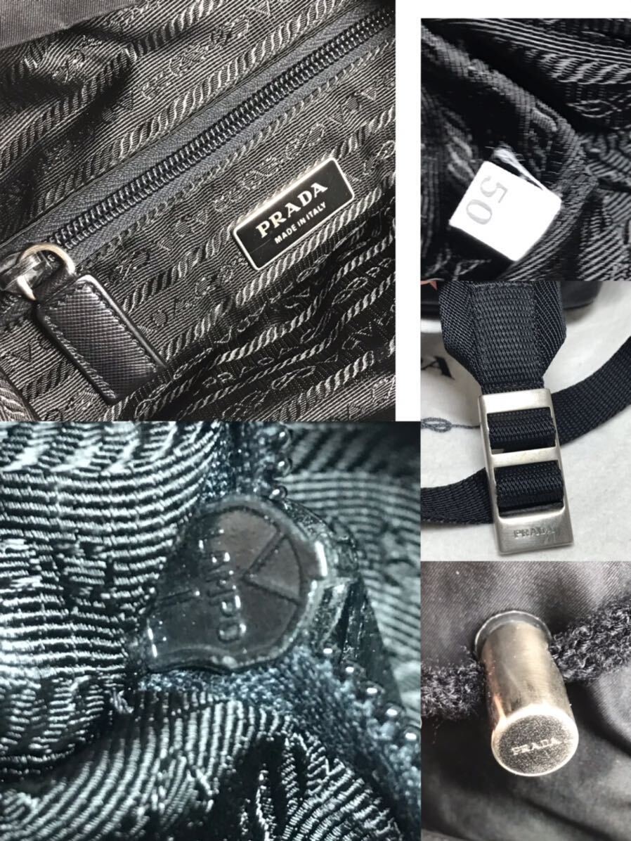 Excellent Condition PRADA Nylon x Leather Triangle Plate Backpack  V 164 Model thumbnail 9