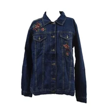 The Skyline Collection Women's Embroidery Denim Jacket in Blue - Medium
