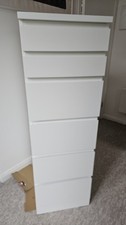 **IKEA MALM Chest of 6 drawers, white/mirror glass, 40x 123cm**