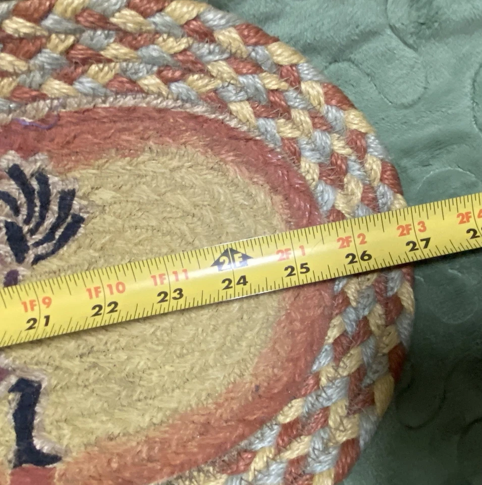 27 x 9 pulgadas Alfombra de peldaño de escalera estampada Kokopelli, excelente estado, almohadilla caliente, yute Foto 4 de 4