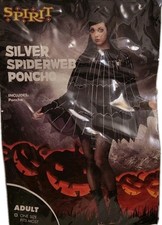 Spirit Halloween Women's Black Silver Spoder Web Poncho . ONE SIZE