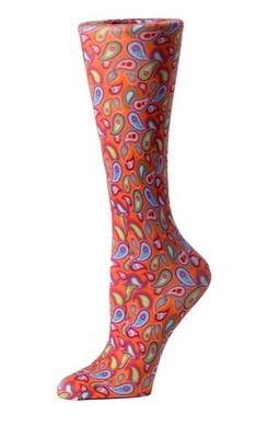 New Bright Paisley 10-18 mmHg Graduated Compression Sock sz 6-12 Calf Circ 18 