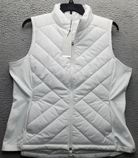 CALIA Golf Puffer Vest Women 2XL White Performance Sleeveless Mock Neck Full Zip