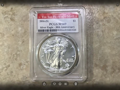 2016-(S) Silver American Eagle MS-69PCGS 30th Anniversary PCGS