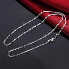Genuine 925 Sterling Silver Curb Chain Necklace Lobster Clasp 16"-30" Gifts
