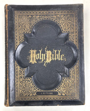1872 Antique Leather Family Bible Apocrypha Peoples Standard Edition Illustrated