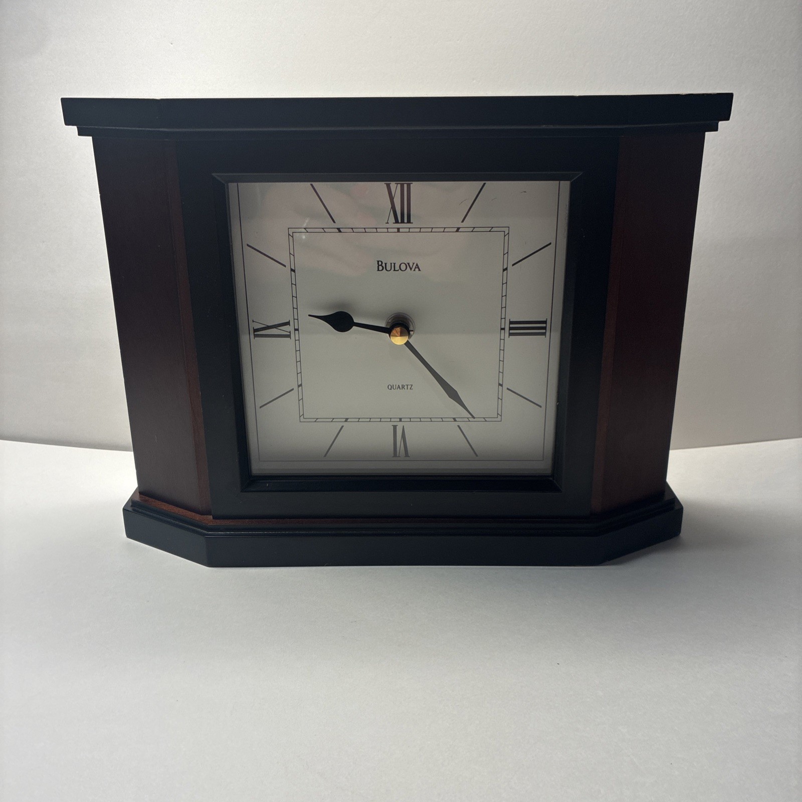 Bulova B1881 Holyoke cherry with black accents Clock Rectang