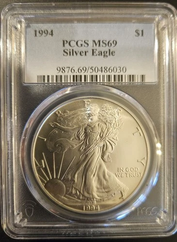 1994 1oz Silver American Eagle MS69 PCGS Certified