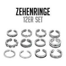 12x Zehenringe | Öffnen Ring | Silber Fußring | Mode Fußschmuck | Fuß Schmuck