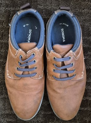 Sonoma Boys Casual Dress Shoes Size 4 M Cognac Brown Oxford Sneakers Johnn