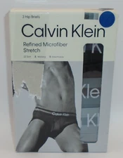 NEW MEN'S "CALVIN KLEIN REFINED MICROFIBER STRETCH HIP BRIEF 3 PACK UNDERWEAR"