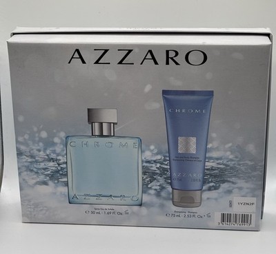 Azzaro Chrome 2 Pc Gift Set EDT 50ml Spray + 75ml Body Shampoo Men
