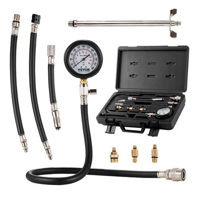 9Pcs Compression Test Kit Dual Scale 0-300psi 25in Hose and Adapters