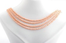 Lachsfarbene Edel Korallen Kette Collier Sardegna natürlich 4-reihig 56 cm Neu#