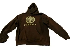 Vintage Venezia City University Crest Print Hoodie College Italy Size Large