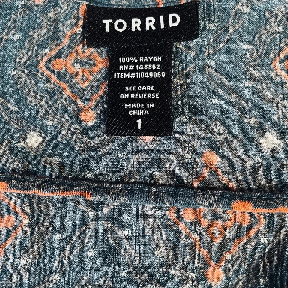 Top Torrido Hombro Frío Talla 1 Estampado Boho Rayón Cuello Redondo Plus Informal Elegante Foto 3 de 4