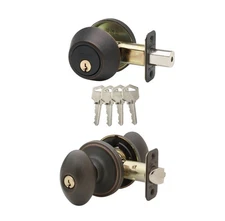 Copper Creek EKDB141TB Egg Door Knob Keyed Alike with Deadbolt Combination, Tusc