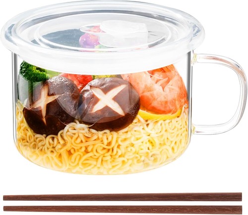 Ramen Bowls Microwavable, Glass Soup With Handles, normal, Transparent
