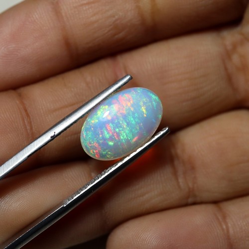 2.49 Cts 14.1x9.3 MM Natural AAA Green Red Fire Ethiopian Opal Oval Cabochon - Picture 3 of 11