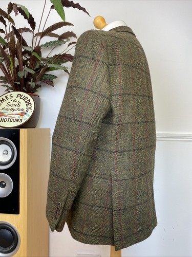 HARRIS TWEED (44S) Men’s Sport Coat Jacket ‘Western Isles’ Windowpane Overcheck - Picture 7 of 16