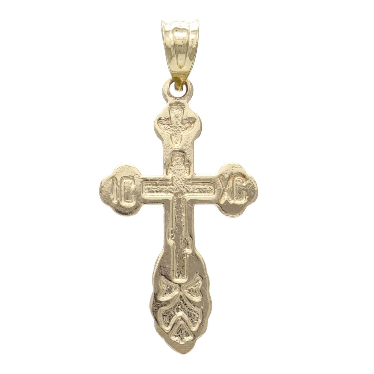 14k Yellow Gold The Saint Xenia Orthodox Cross Charm Pendant 1.25