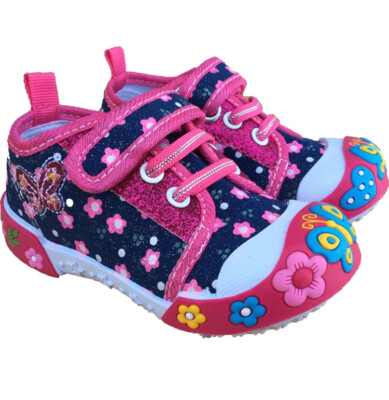 ENARI Baby Toddler Girl Sneakers Shoes Size 8 Denim Pink