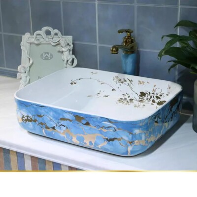 480mm Rectangule Ceramic Washbasin Porcelain Counter Top Vessel Sink JSN2413
