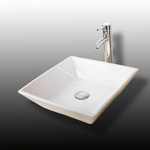 Ceramic Vessel Sink Counter Square Bathroom Faucet Combo Basin Pop