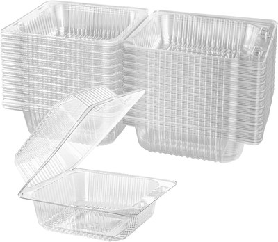100 Count Clear Plastic Hinged Take Out Containers Clamshell Takeout Tray Food C