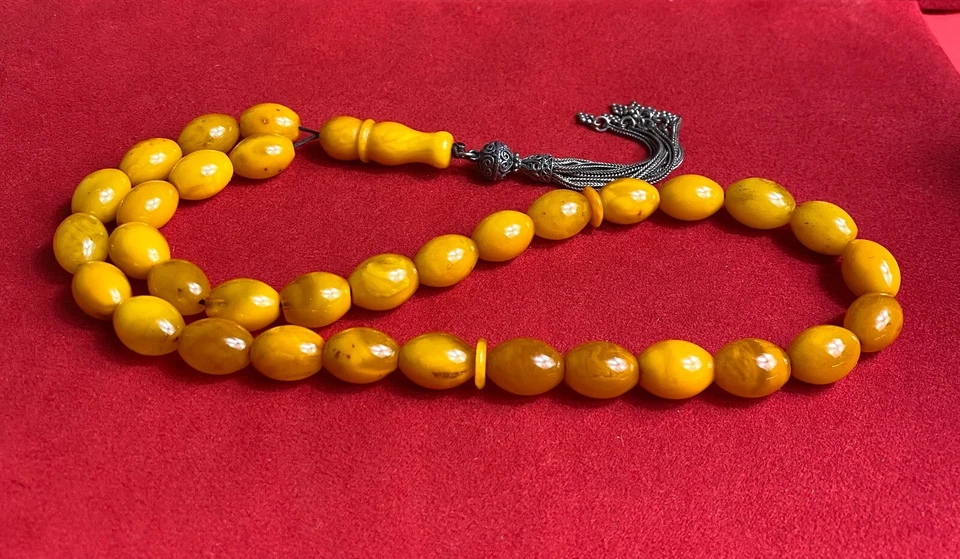 Genuine Antique Butterscotch German Baltic Amber Islamic Prayer 43 g - 1900s - Image 3 of 4