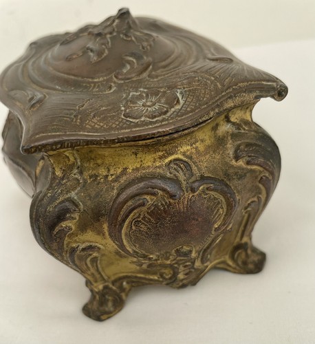 Antique Vintage French Brass Trinket Box Jewellery Casket - Foto 5 di 8