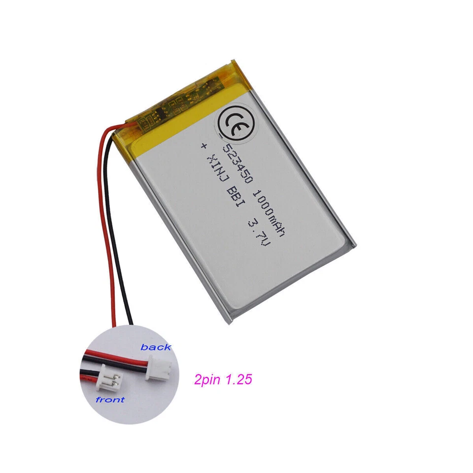 3.7V 1000mAh 3.7Wh Rechargeable Li Battery 523450 JST 2Pin 1.0/1.25/1.5/2.0/2.54 - Image 4 of 4