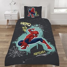 Spiderman Marvel Single Duvet Cover Set Hero City Swing Streets - Polycotton