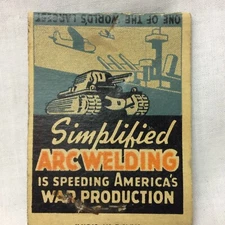 Vintage Hobart Brothers Troy Ohio Advertising Matchbook Military Tank Art
