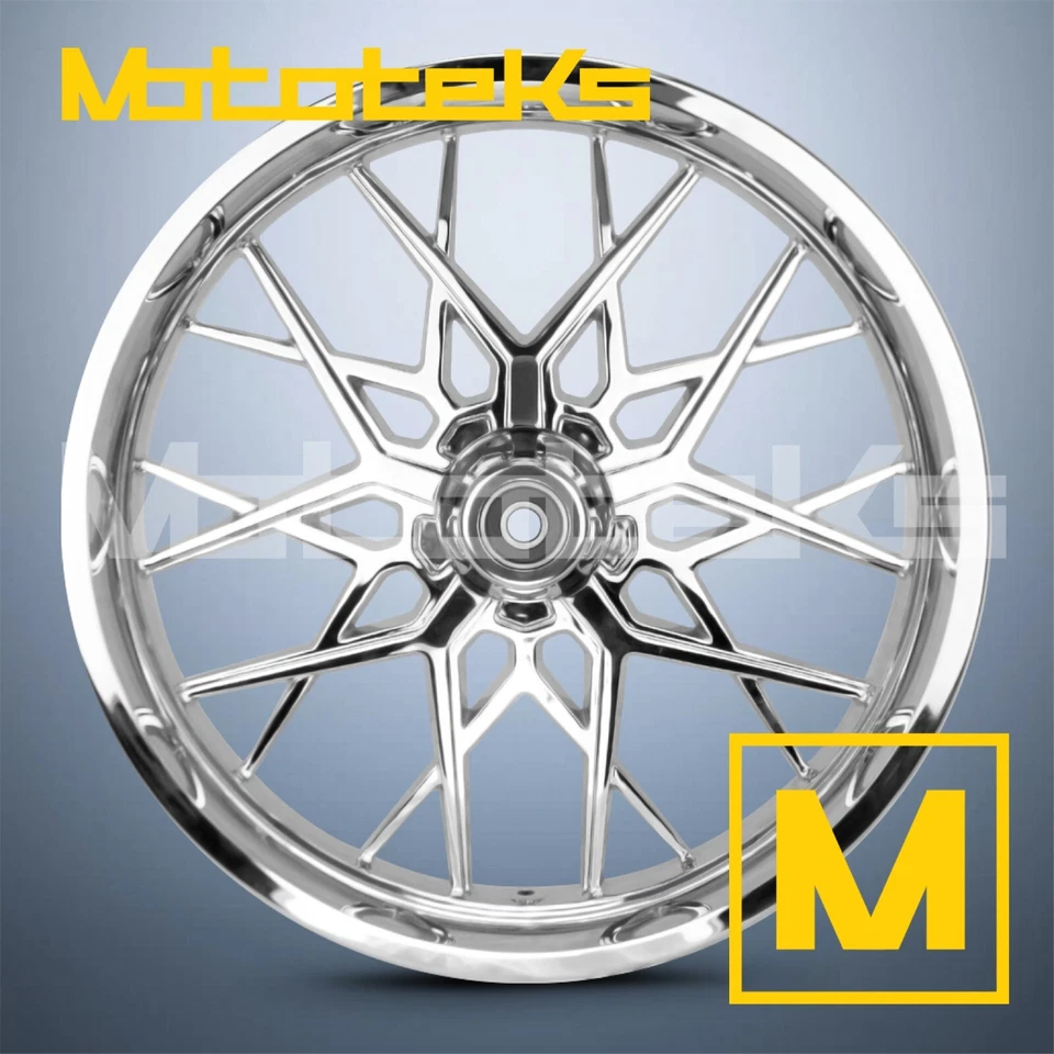 RUEDA MAG 21X3.5 NAVAJA CROMADA PARA HARLEY SOFTAIL SPORTSTER DYNA DELANTERA PRODIGY Foto 2 de 4