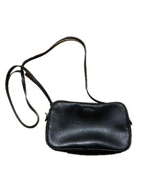 FURLA Logo LILLI Leather Mini Crossbody Bag Women W Zipper Black