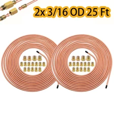 2x Copper Nickel Brake Line Tubing Kit 3/16 OD 25 Ft Coil Roll all Size Fittings
