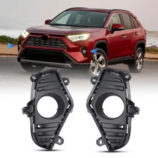 Pair Fog Light Black Bezel Cover For 2019-2025 Toyota RAV4 Front Bumper Lamps