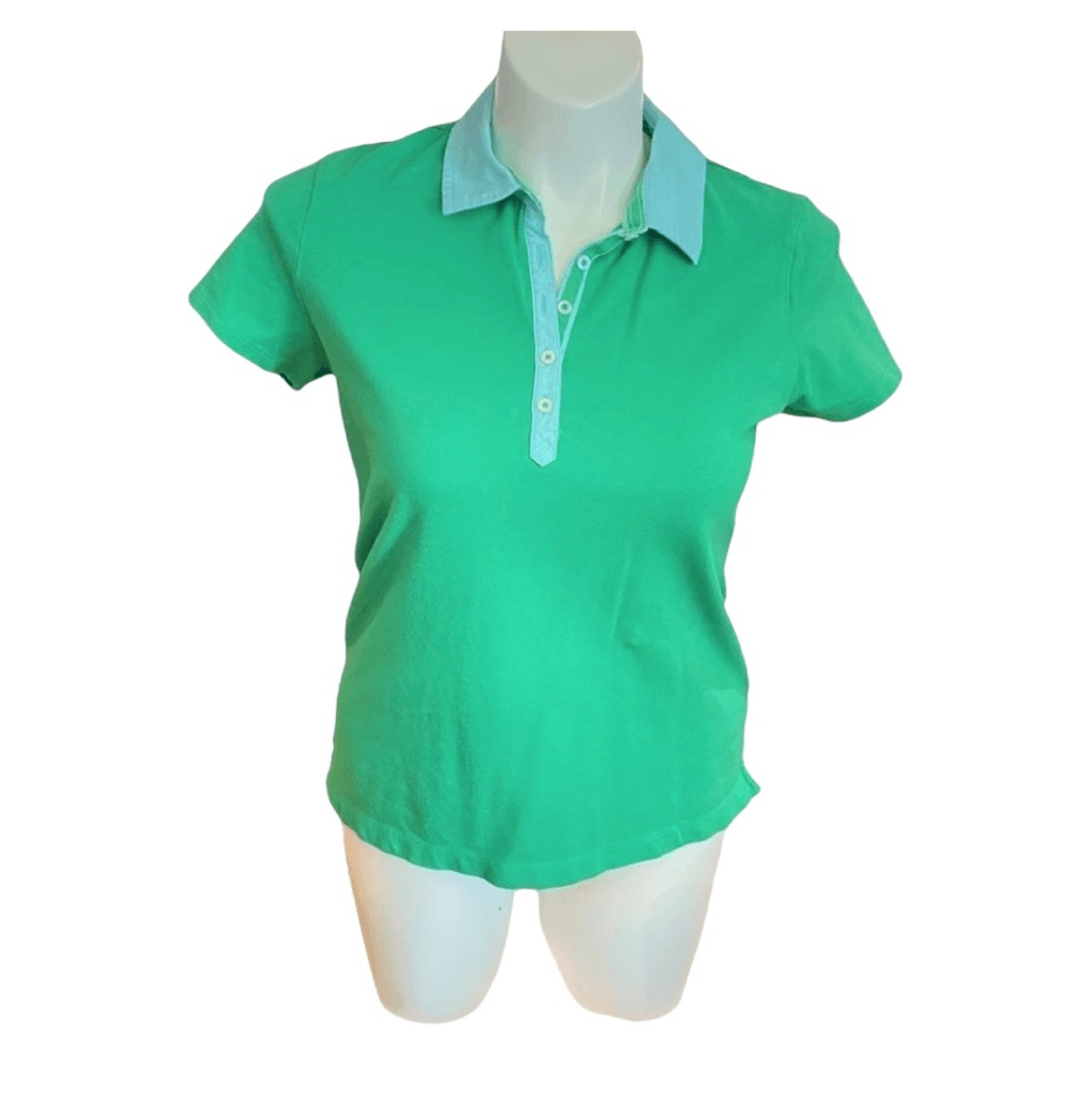 L.L.Bean Women's Vintage Two Tone Polo, Relaxed Fit Shirt - Size M  ***Item: 014