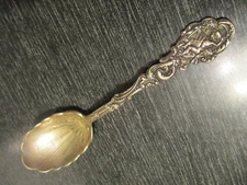 Versailles Gorham Sterling Gold Gilt 6 1/8 Sugar Shell Serving Spoon Cherub Harp