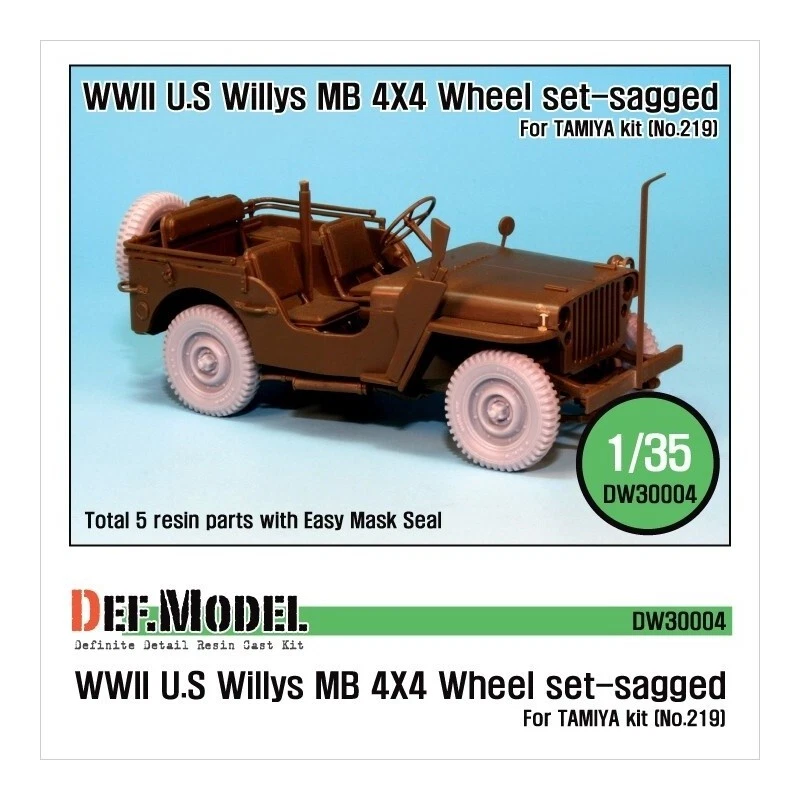 Tamiya 35219 1:35 Willys Jeep + DEF Model 350004 Sagged Wheels + Eduard 35347... - Immagine 4 di 4
