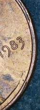Rim Cud Error! - 1983 Lincoln Cent Penny - Variety Listing: CU-1c-1983-45
