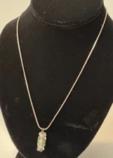 Necklace Beaded Glass BonBon Charm on Silver Tone Chain