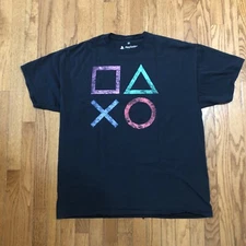 PlayStation Ripple Junction Controller Buttons Men's black graphic t-shirt XXL