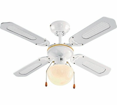Argos Home Ceiling Fan White With Gold Coloured Stencilling On