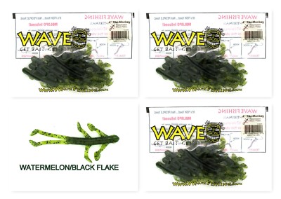 (3) Unopened Packs Wave Plastics 4'' Tiki-Monkey Watermelon Black Flake Brand New