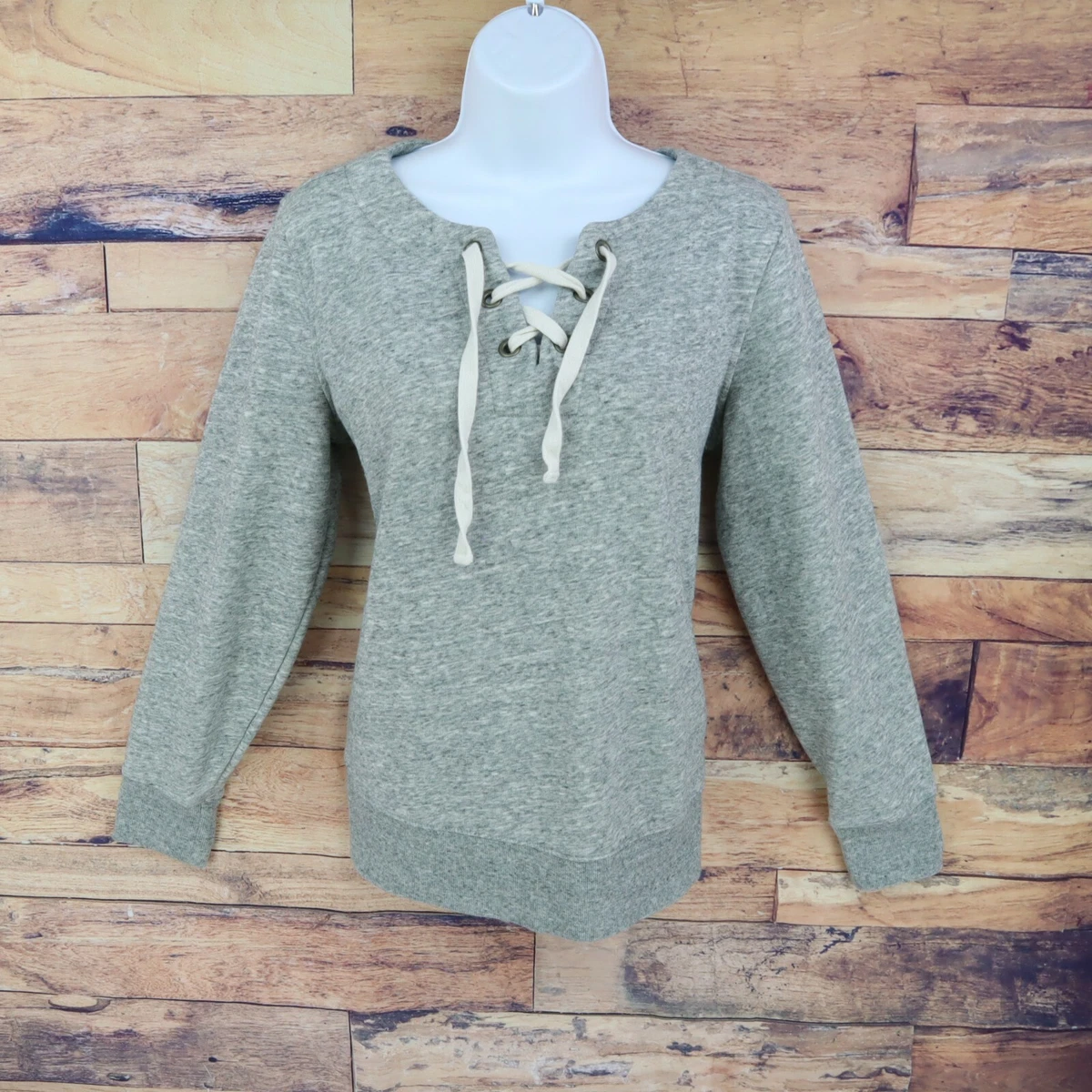 Old Navy Pullover Sweatshirt Womens Size S Gray Heathered Criss Cross Tie  Neck | eBay