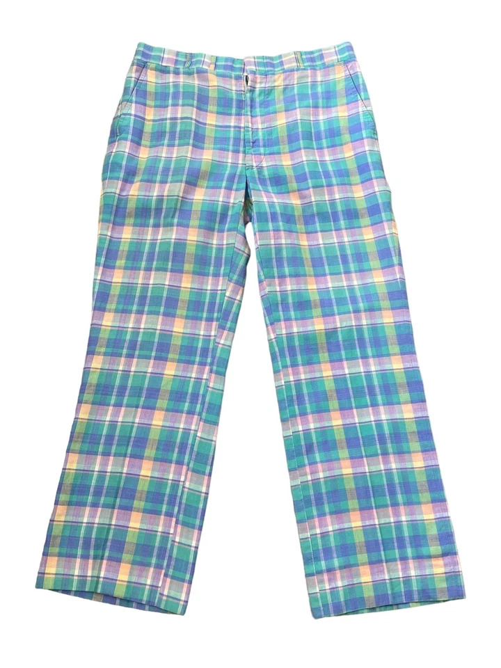 Винтажные опрятные штаны для гольфа Mark Fore & Strike By Corbin Madras в клетку с когтями 34x28 - Изображение 2 из 4