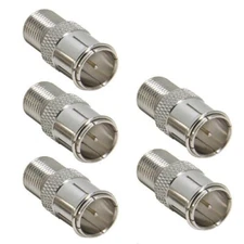 5 Pack Lot F type Quick Plug RF Coax Cable Adapter Connector - Male to Female